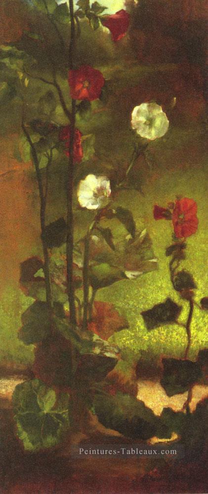 Roses trémières fleur John LaFarge Peintures à l'huile